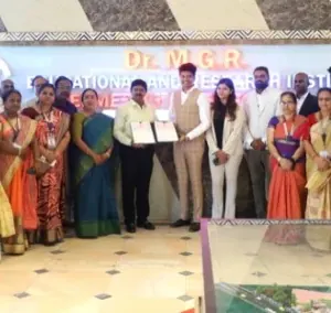 Certificates presented on stage with faculty